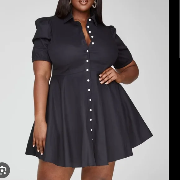 Fashion To Figure Dresses | Fashion To Figure Plus Size Constance Faux Pearl Button Shirt Dress | Color: Black/White | Size: 4x | Lucied35's Closet Fashion To Figure Dresses | Fashion To Figure Plus Size Constance Faux Pearl Button Shirt Dress | Color: Black/White | Size: 4x | Lucied35's Closet